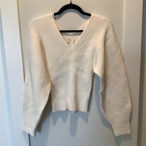 Elegant Cream V-Neck Women's Sweater